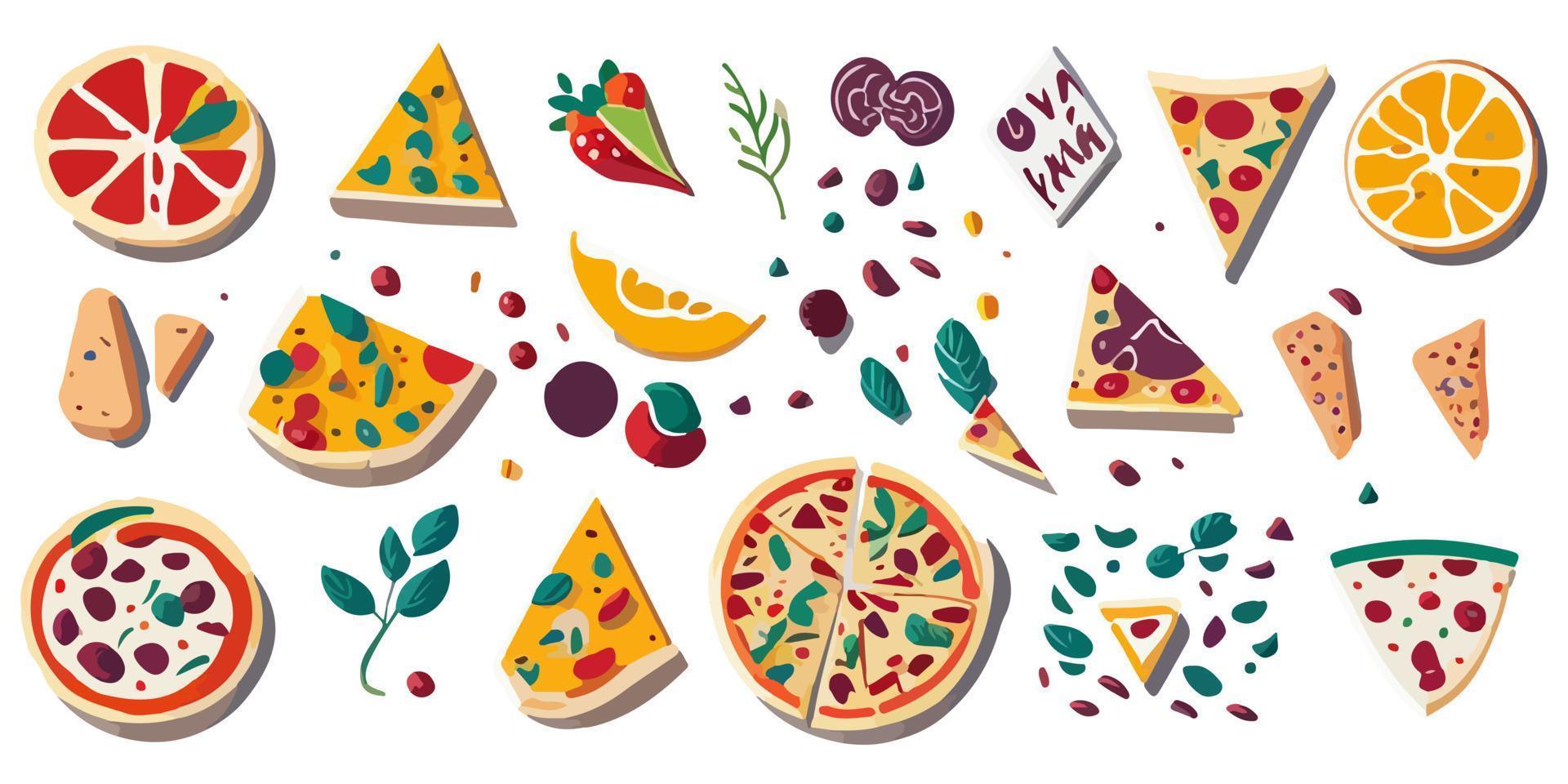 Create a mouth-watering design with these flat vector pizza graphics