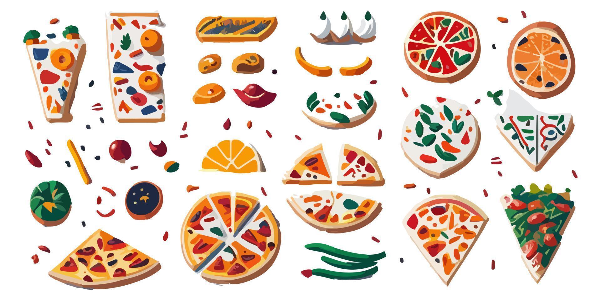 Satisfy your cravings with these mouth-watering flat vector pizza illustrations