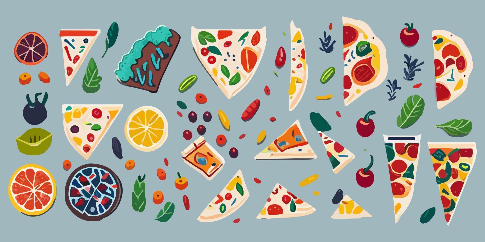 Add some zest to your design with these appetizing flat vector pizzas