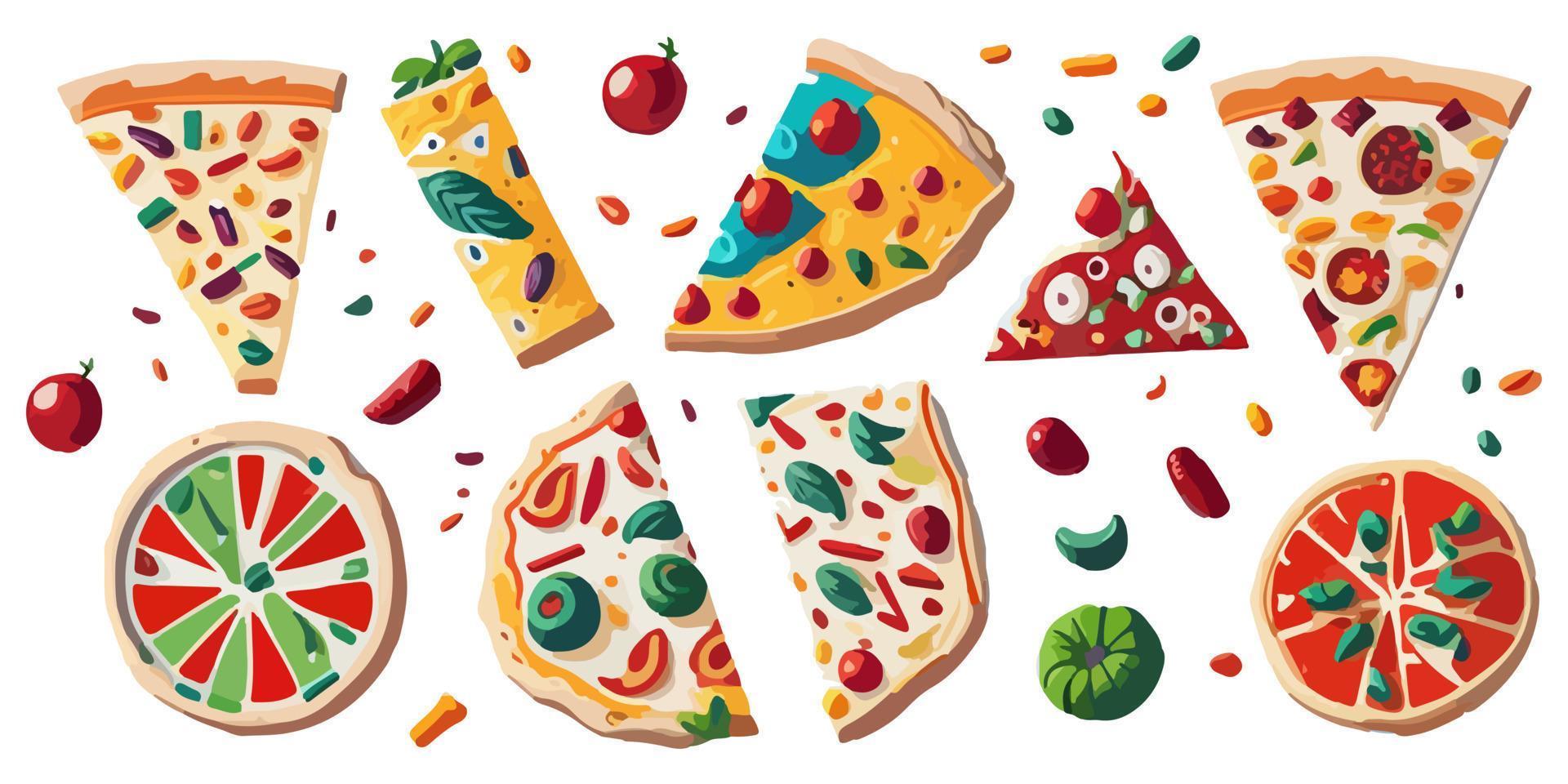 Flat vector pizza graphics to bring some Italian flavor to your designs