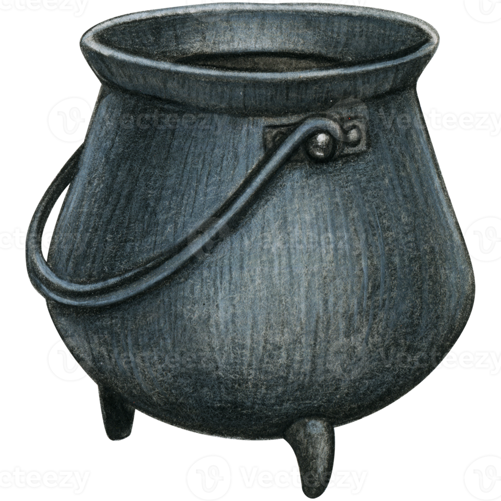 watercolor hand drawn empty cauldron png