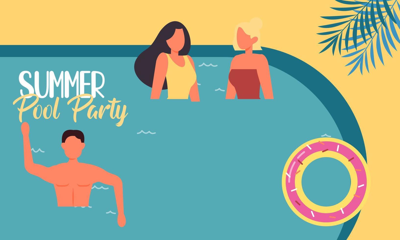 Summer pool party invitation illustration vector