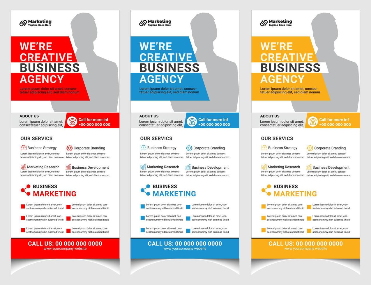 Corporate business marketing roll up banner design and vertical stand banner template. vector