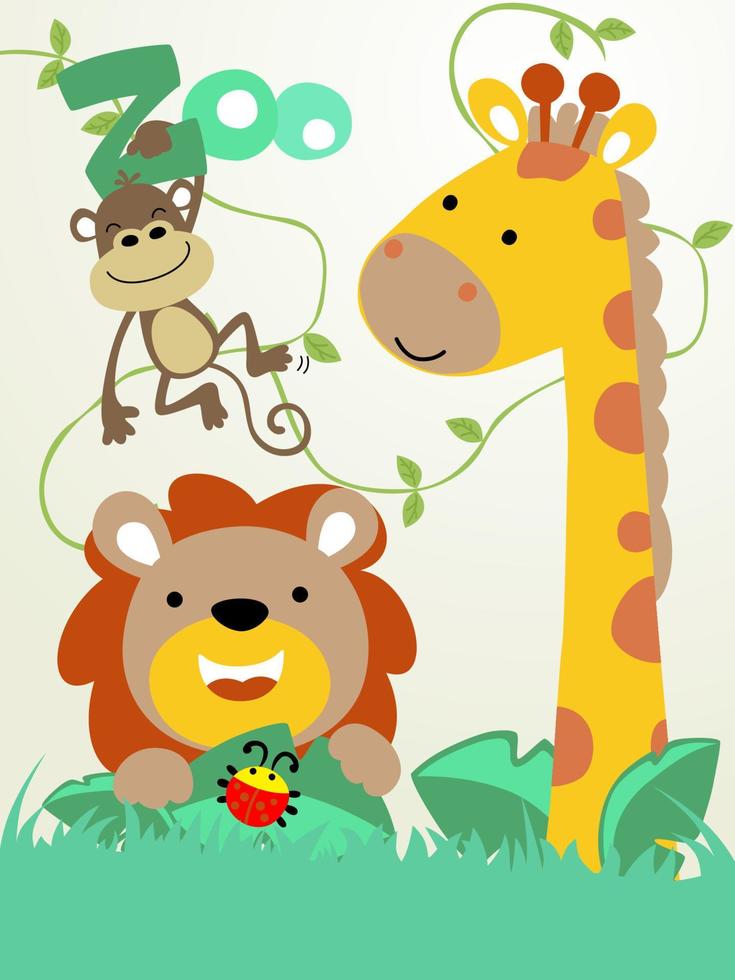 Funny animals cartoon in the zoo vector