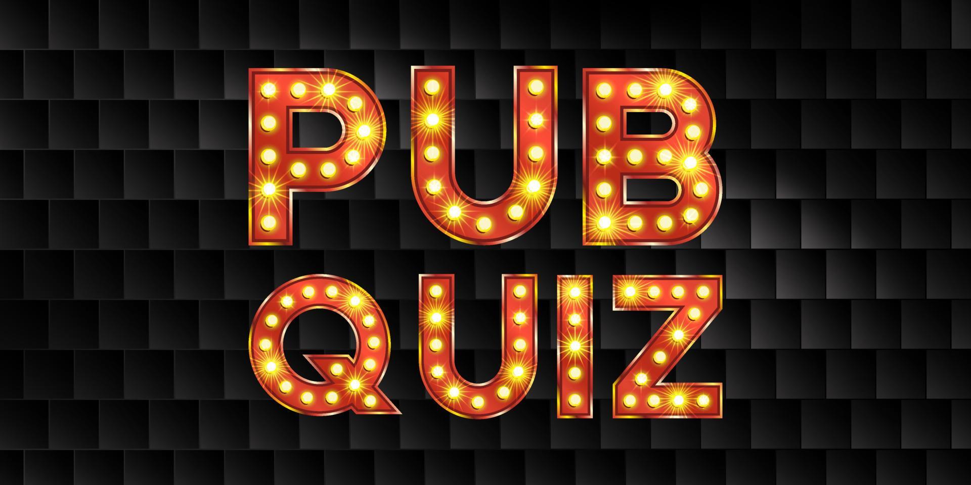 Pub Quiz Night Game With Bulb Light And Tile Background Text Bar pub-quiz-night-game-with-bulb-light-and-tile-background-text-bar