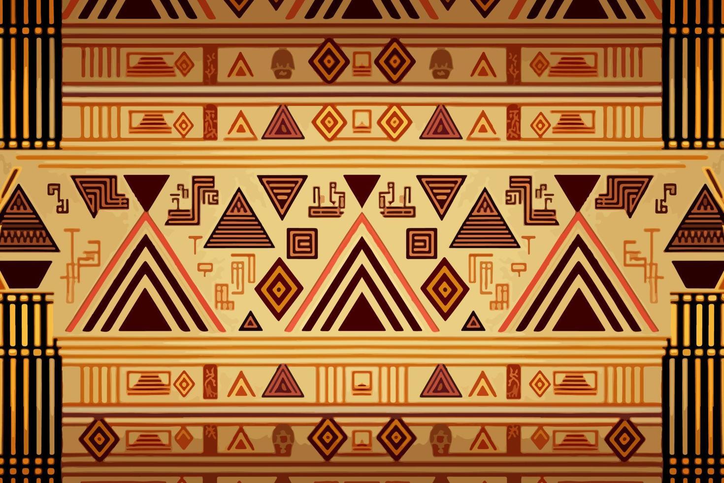Egyptian hieroglyphs ethnic pattern. Abstract traditional folk antique tribal zigzag graphic line. Texture textile fabric ethnic Egyptian patterns vector. Ornate elegant luxury vintage retro style. vector