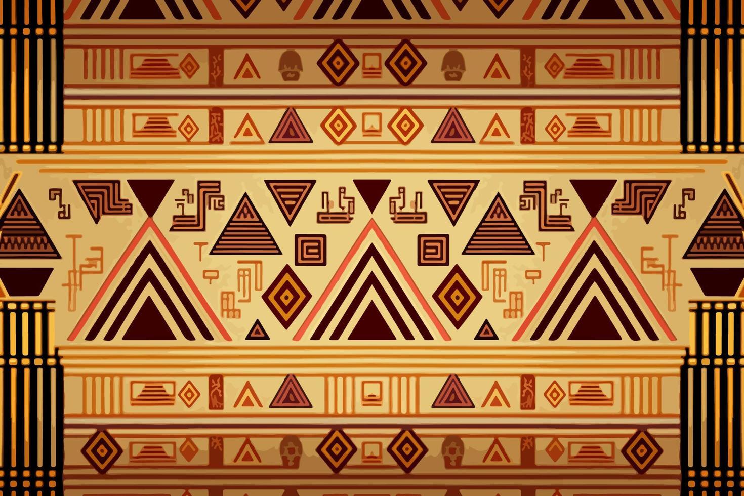 Egyptian hieroglyphs ethnic pattern. Abstract traditional folk antique tribal zigzag graphic line. Texture textile fabric ethnic Egyptian patterns vector. Ornate elegant luxury vintage retro style. vector