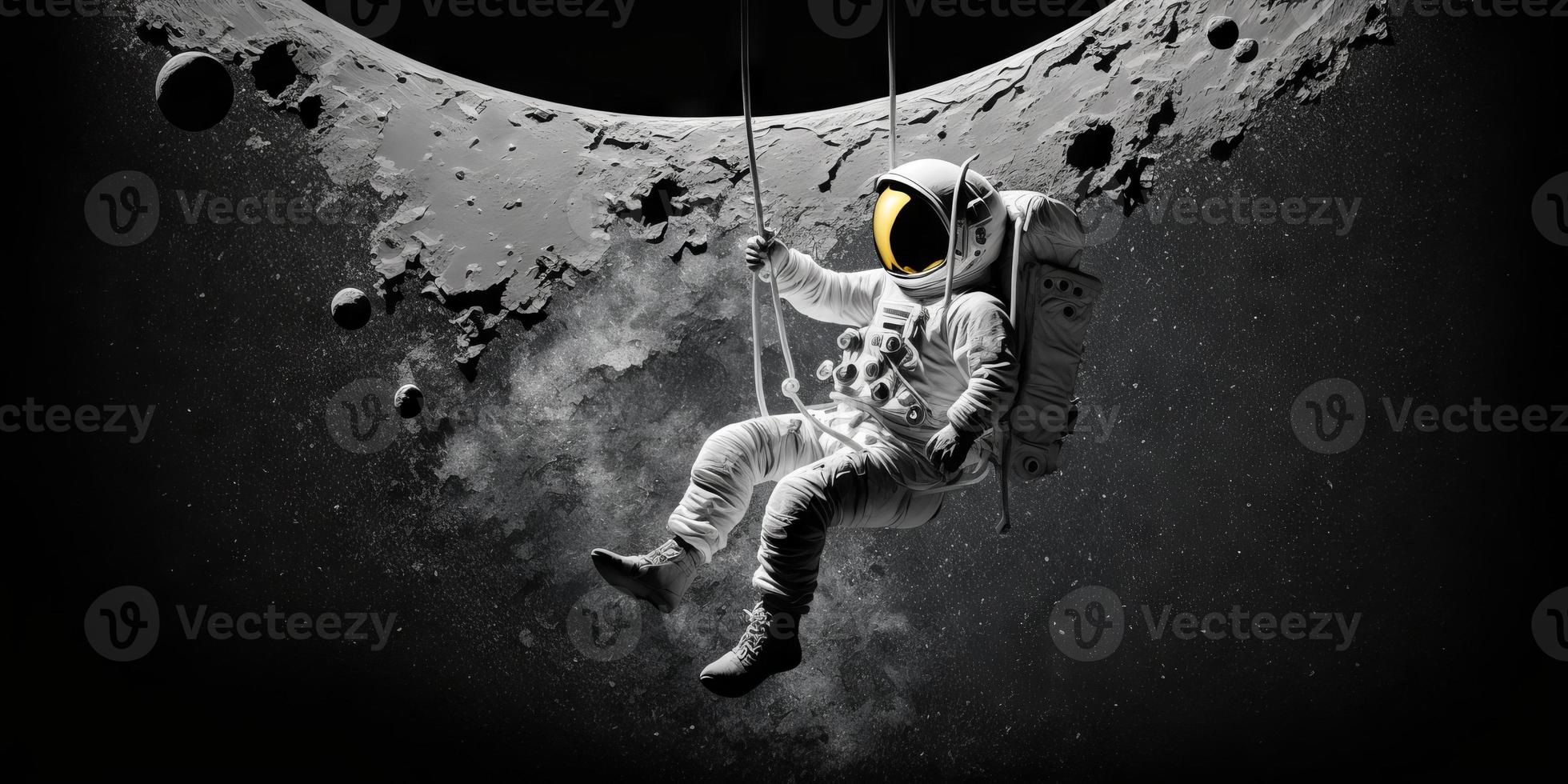 Astronaut Hanging on the Moon photo