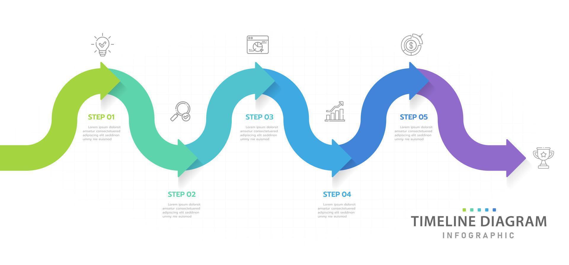 Infographic template for business. 5 Steps Modern Timeline diagram with road journey concept, presentation vector infographic.