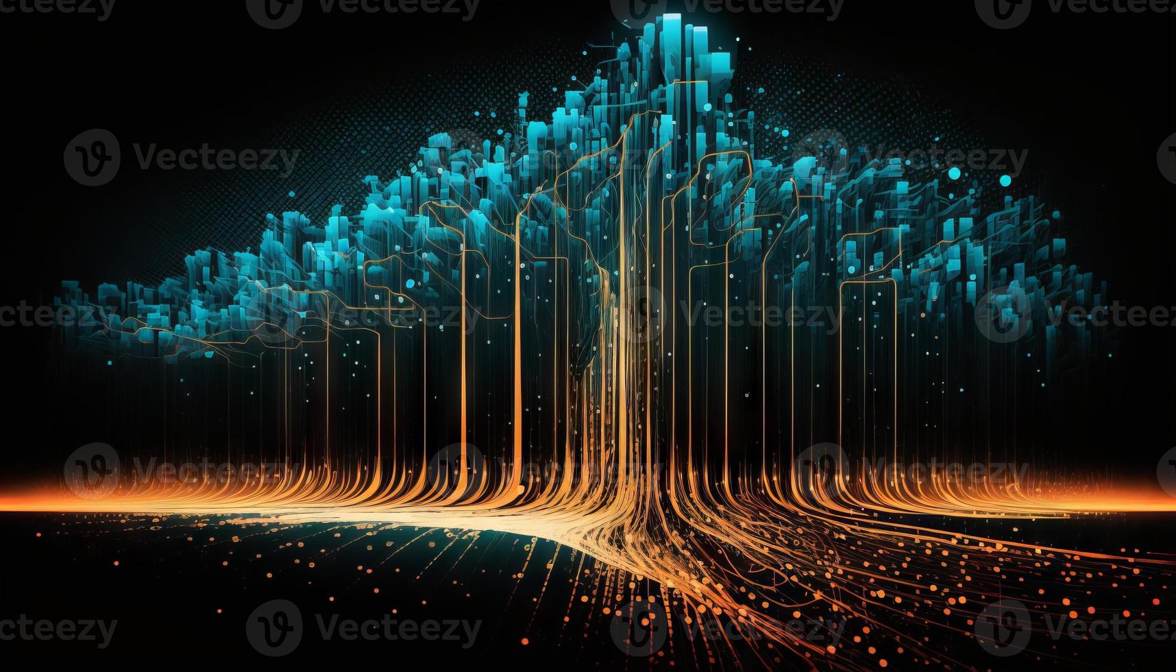 The Flow of Binary Code Through Interconnected Nodes photo