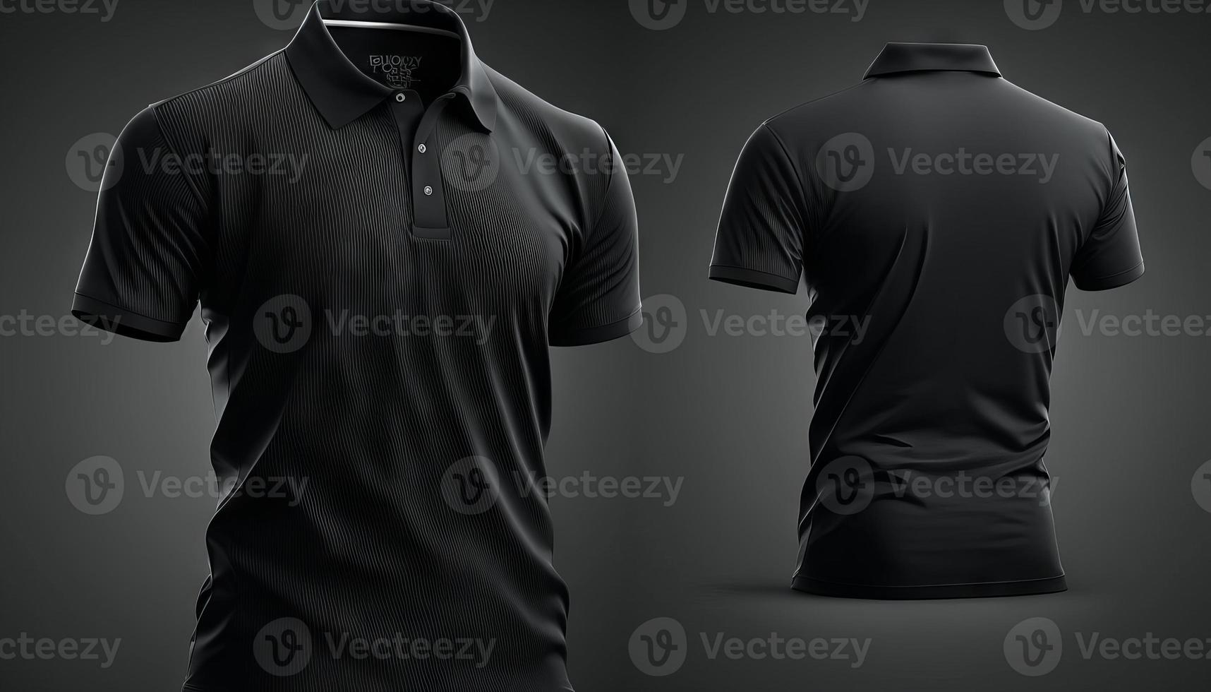 Realistic mockup of male black polo shirt photo