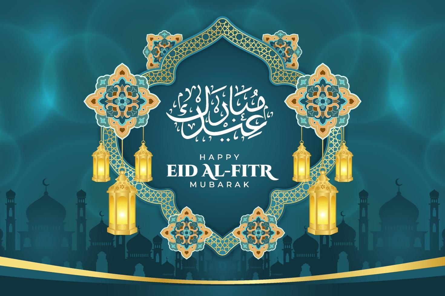 eid Alabama fitr Mubarak saludo, islámico ornamento modelo para fondo, bandera, póster, cubrir diseño, sobre, social medios de comunicación alimentar. Ramadán kareem y eid Mubarak 2023 concepto vector