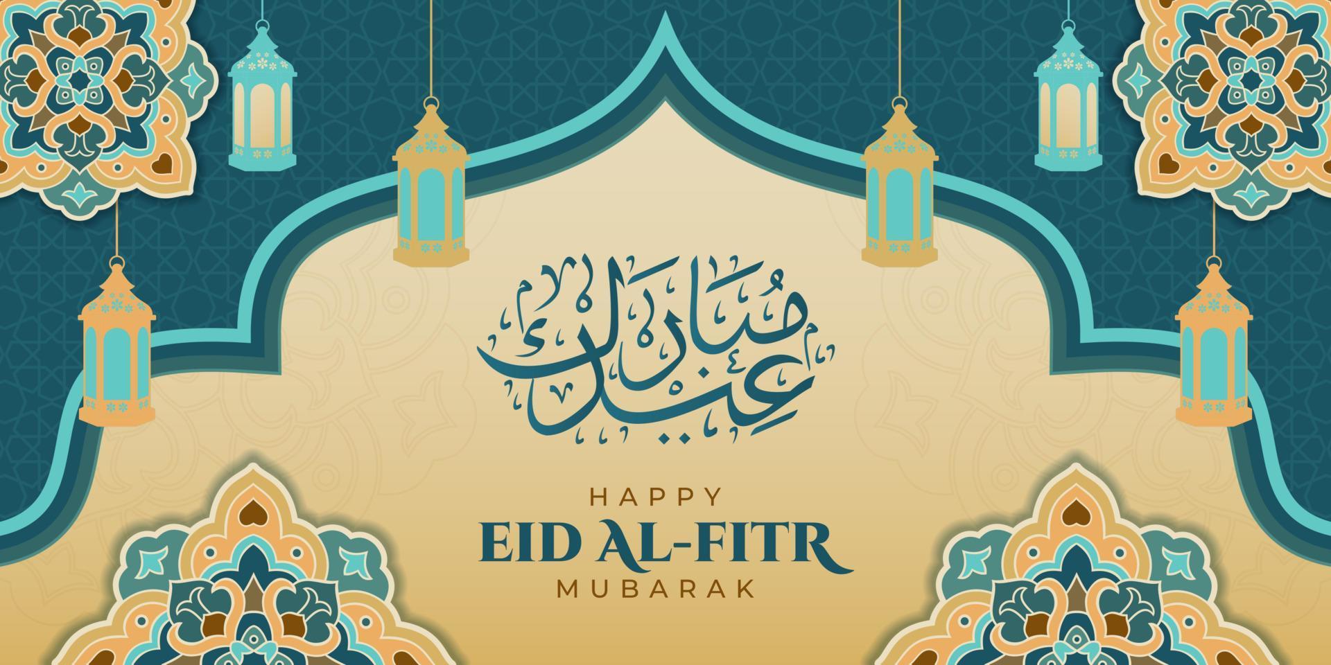 Eid al fitr mubarak greeting, Islamic ornament template for background, banner, poster, cover design, envelope, social media feed. Ramadan Kareem and eid mubarak 2023 concept vector
