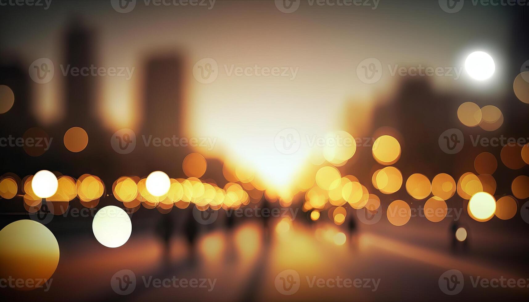 Blur Background city abstract with sunset and beautiful lighting bokeh motion focus in the morning. photo