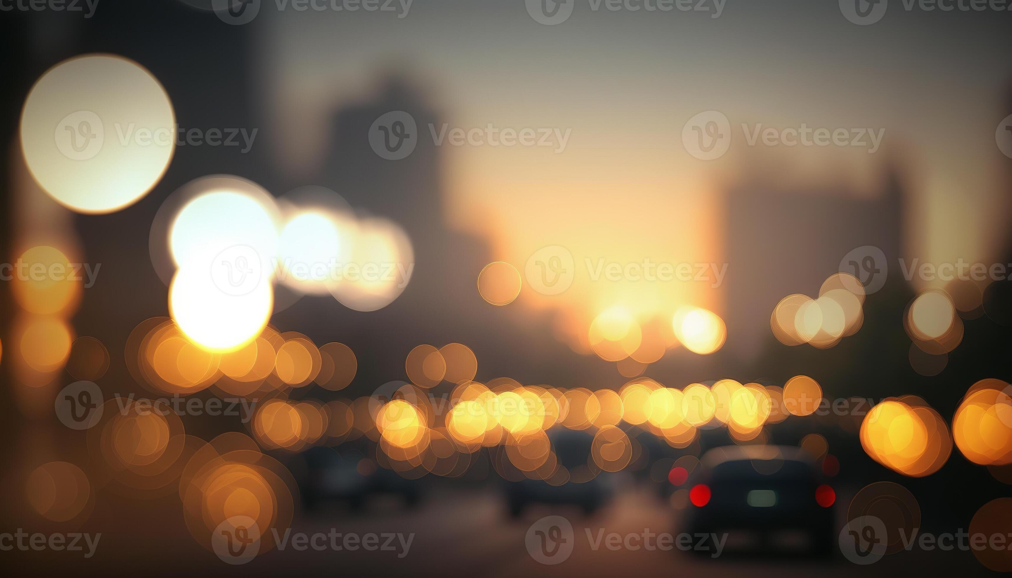Blur Background city abstract with sunset and beautiful lighting bokeh