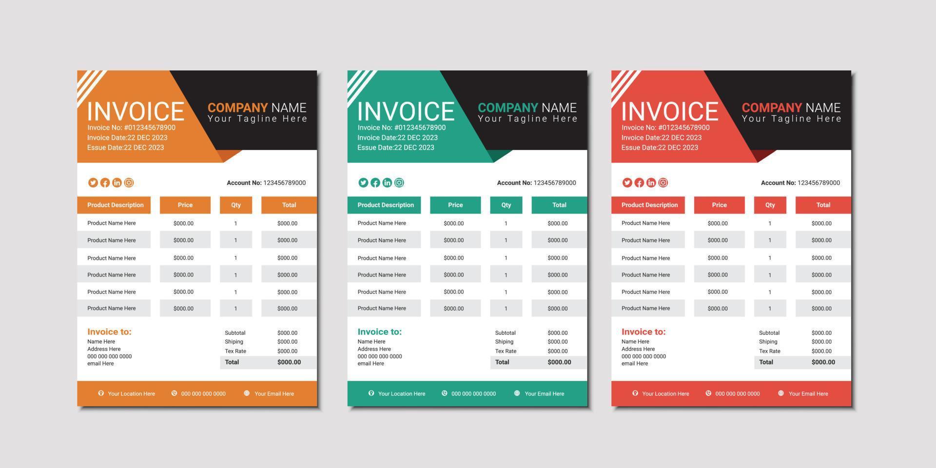 vector minimal corporate business invoice design for corporate office. invoicing quotes, money bills