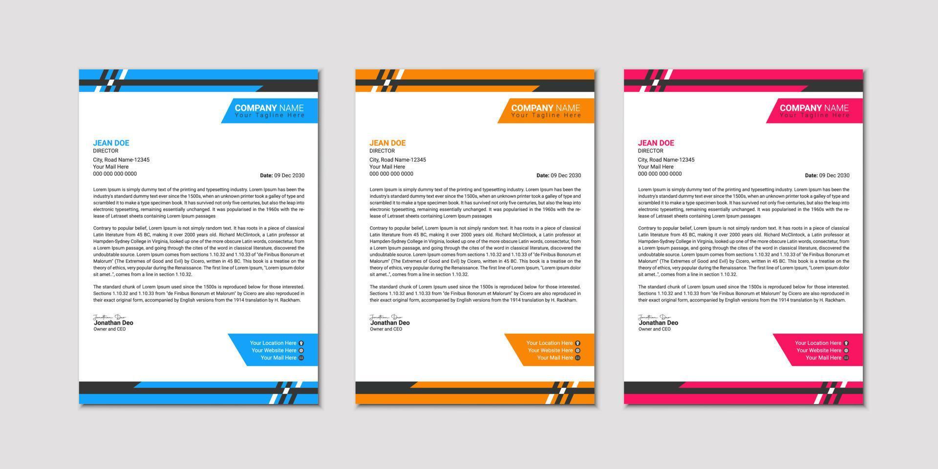vector modern company letterhead design template