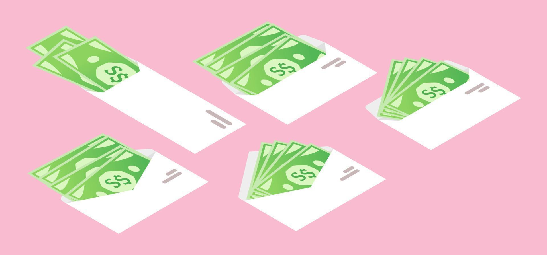 Singapore Dollar Money in Envelope Isometric Icon vector