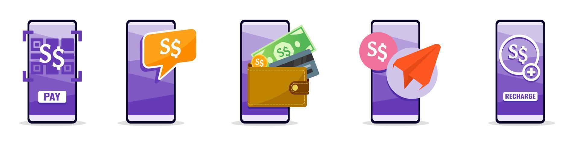 Online Mobile Banking with Singapore Dollar on Phone vector