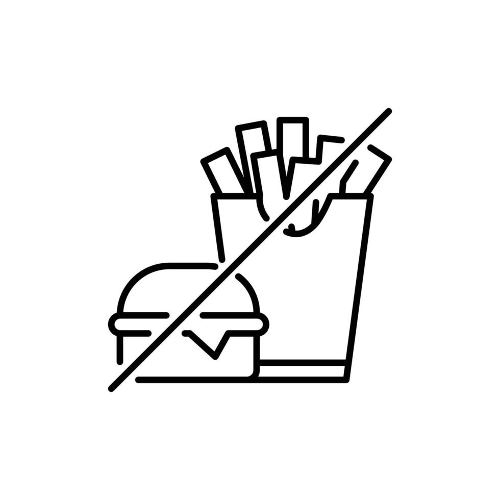no fast food icon. outline icon vector