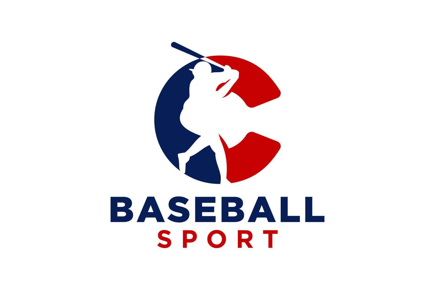 letra C béisbol logo icono vector modelo.