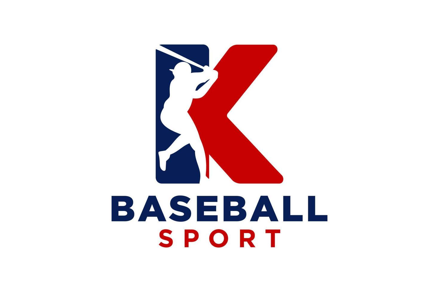 letra k béisbol logo icono vector modelo.