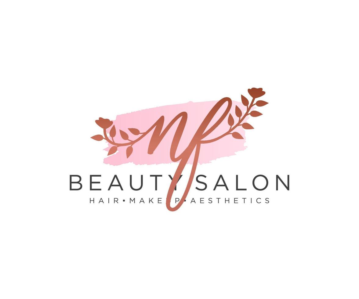 Initial NF feminine logo collections template. handwriting logo of initial signature, wedding, fashion, jewerly, boutique, floral and botanical with creative template for any company or business. vector