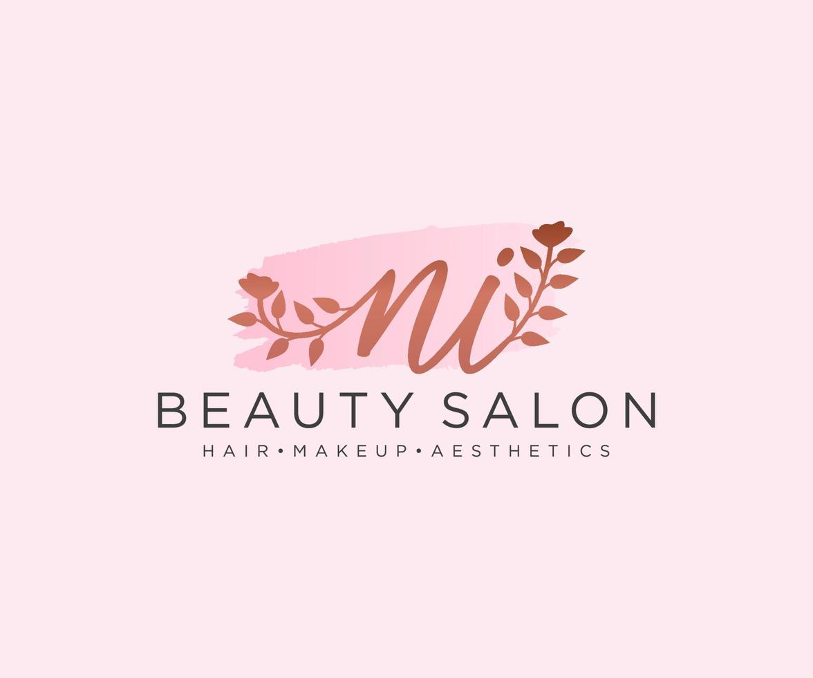 Initial NI feminine logo collections template. handwriting logo of initial signature, wedding, fashion, jewerly, boutique, floral and botanical with creative template for any company or business. vector
