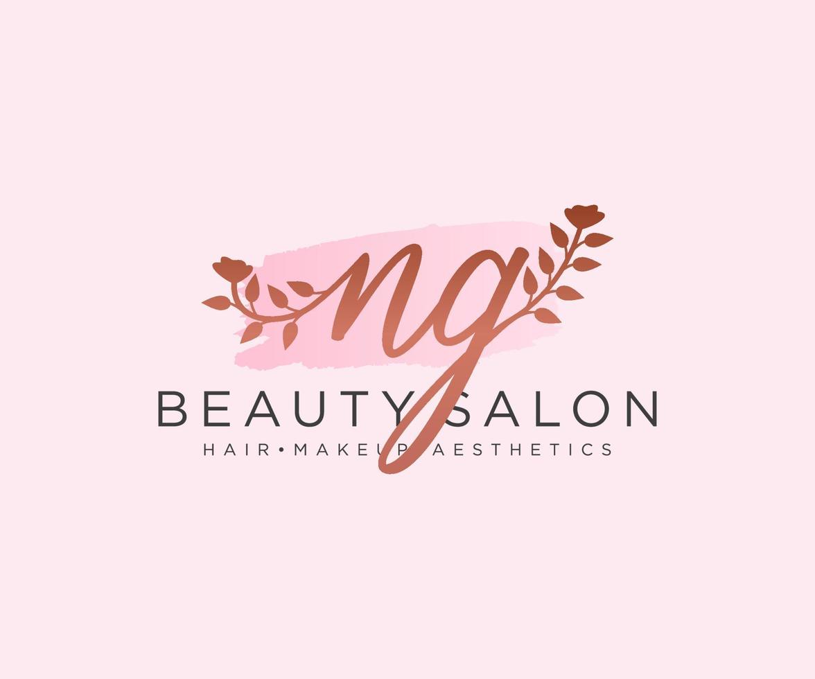 Initial NG feminine logo collections template. handwriting logo of initial signature, wedding, fashion, jewerly, boutique, floral and botanical with creative template for any company or business. vector