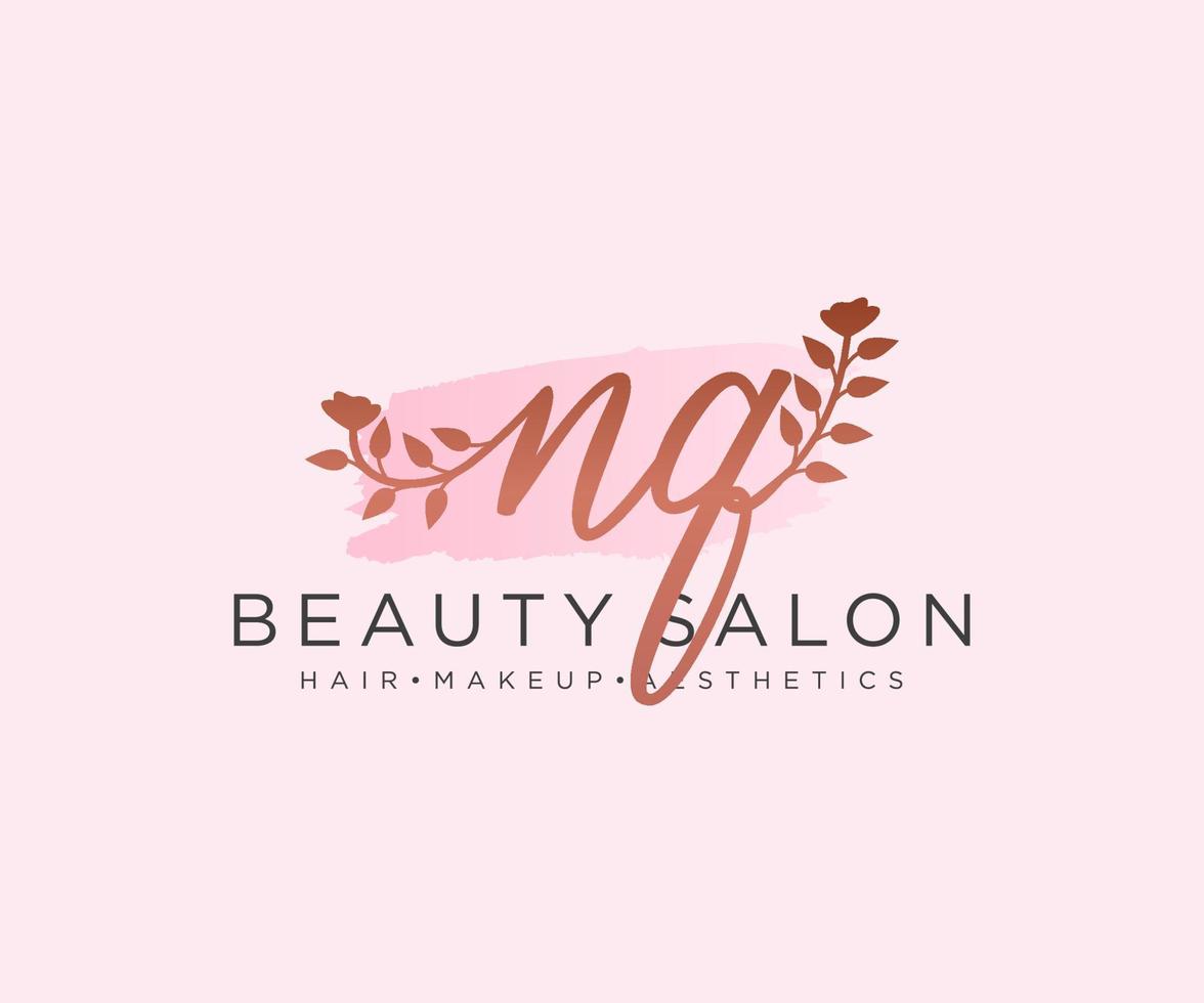 Initial NQ feminine logo collections template. handwriting logo of initial signature, wedding, fashion, jewerly, boutique, floral and botanical with creative template for any company or business. vector