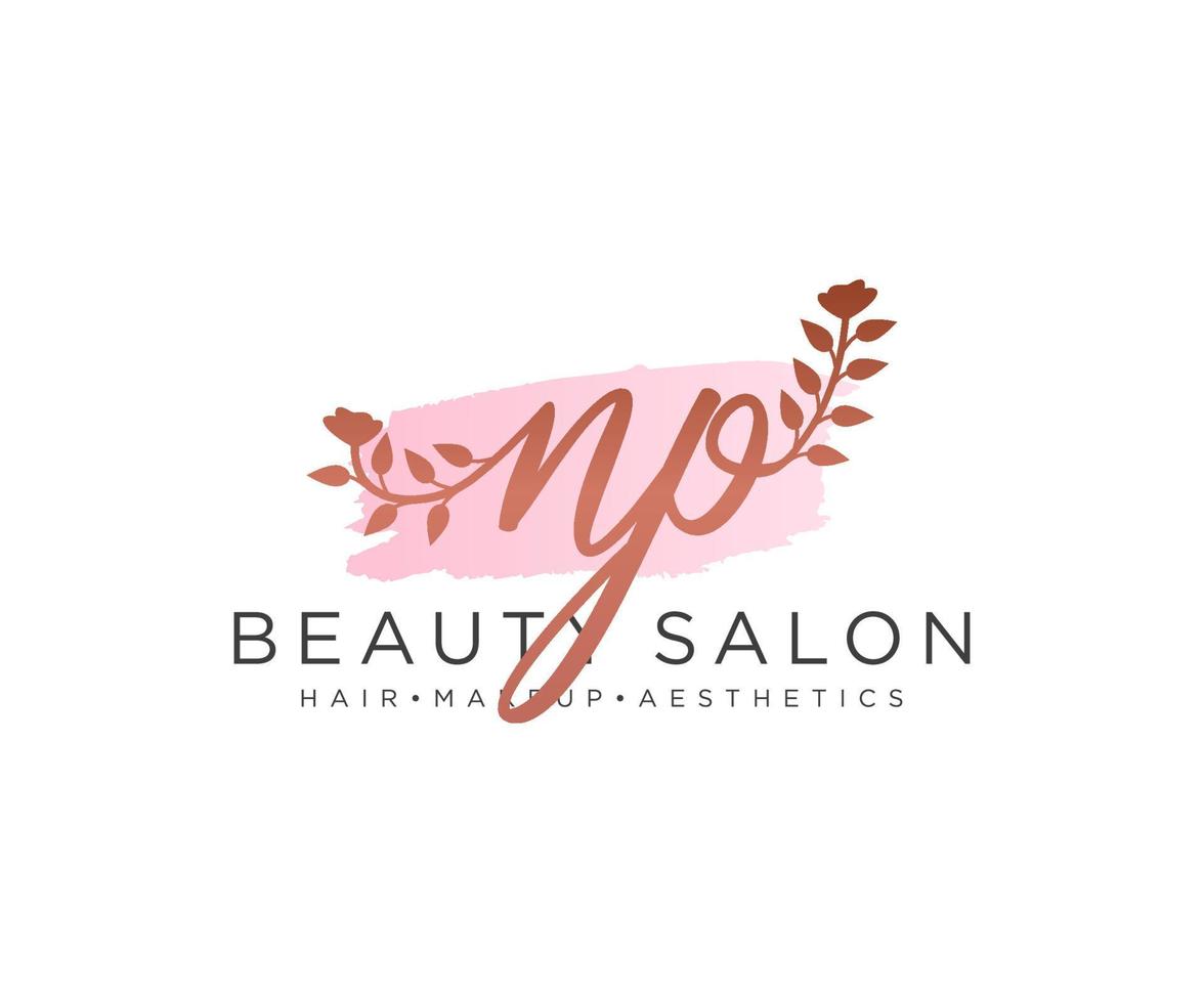 Initial NP feminine logo collections template. handwriting logo of initial signature, wedding, fashion, jewerly, boutique, floral and botanical with creative template for any company or business. vector