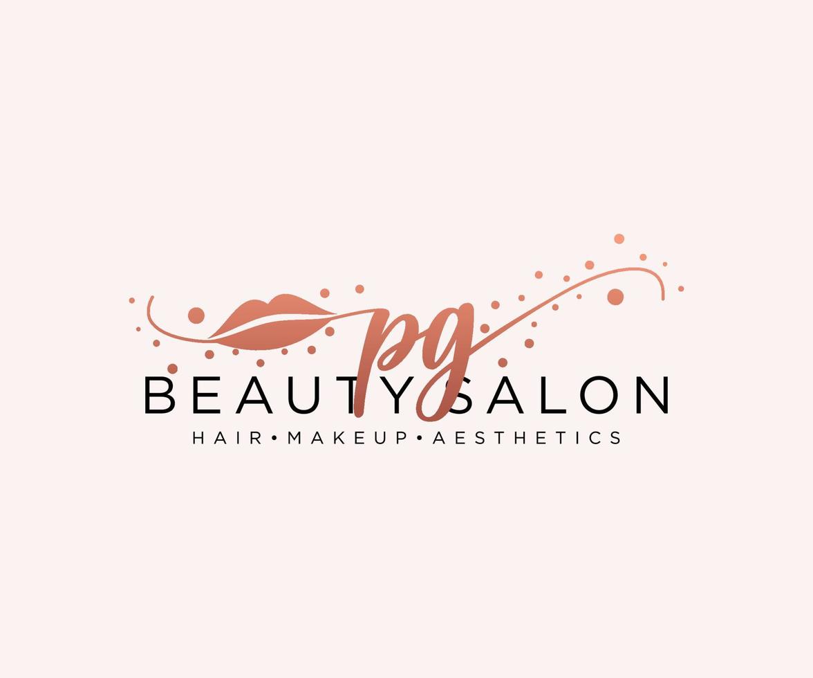 Initial PG feminine logo collections template. handwriting logo of initial signature, wedding, fashion, jewerly, boutique, floral and botanical with creative template for any company or business. vector