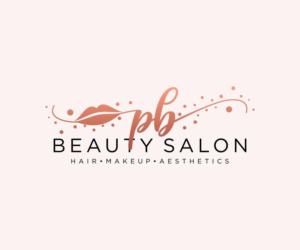 Initial PB feminine logo collections template. handwriting logo of initial signature, wedding, fashion, jewerly, boutique, floral and botanical with creative template for any company or business. vector
