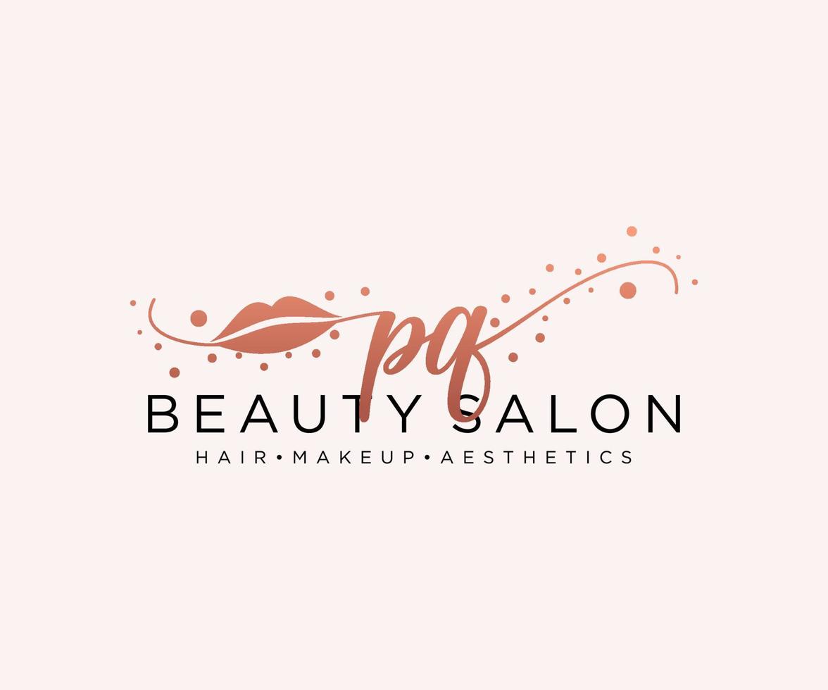 Initial PQ feminine logo collections template. handwriting logo of initial signature, wedding, fashion, jewerly, boutique, floral and botanical with creative template for any company or business. vector