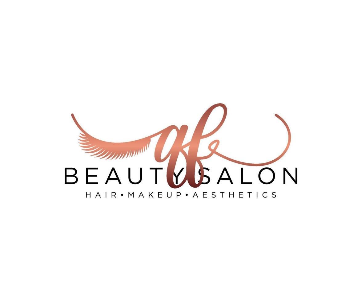 Initial QF feminine logo collections template. handwriting logo of initial signature, wedding, fashion, jewerly, boutique, floral and botanical with creative template for any company or business. vector
