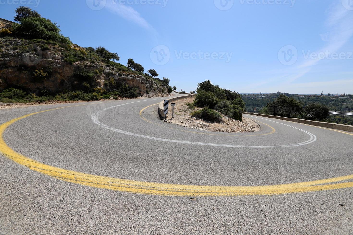 Road in the mountains in northern Israel. photo