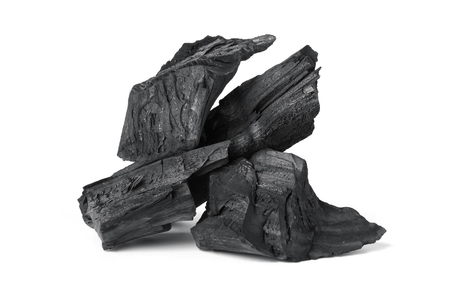 wood natural charcoal isolate on white background photo