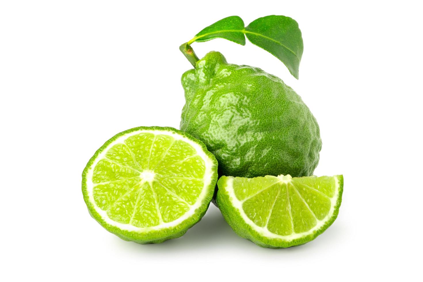raw fresh bergamot with slice isolate on white background photo