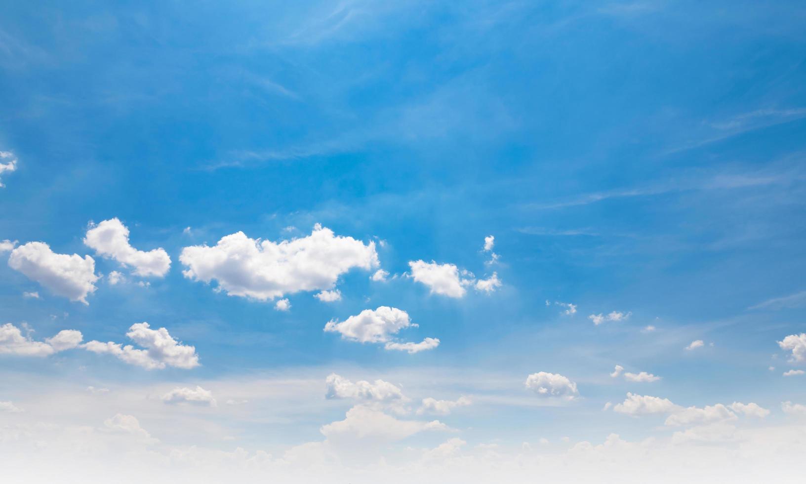 blue sky with white fluffy cloud, landscape background photo