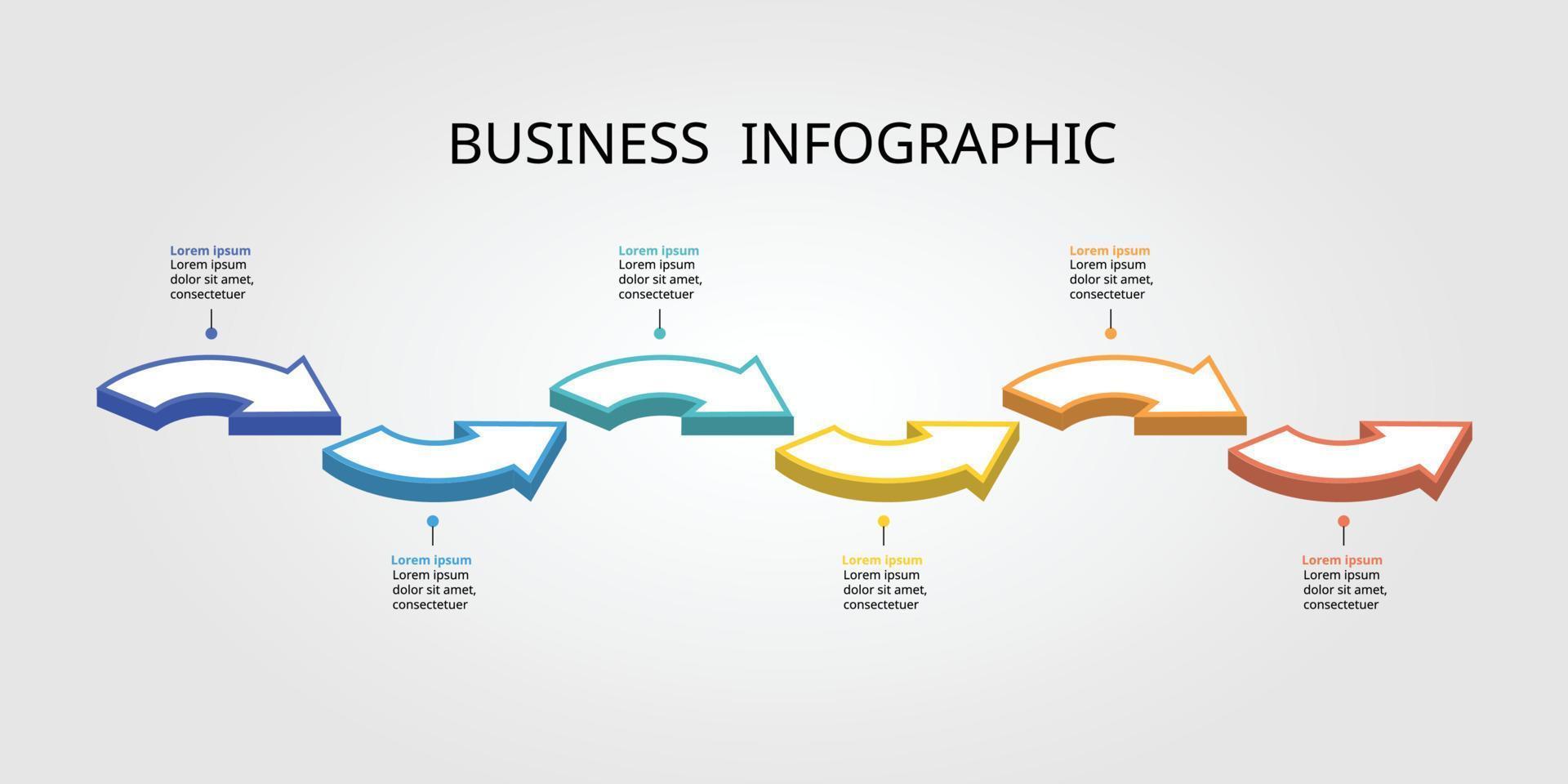 cronograma flecha paso gráfico modelo para infografía para presentación para 6 6 elemento vector