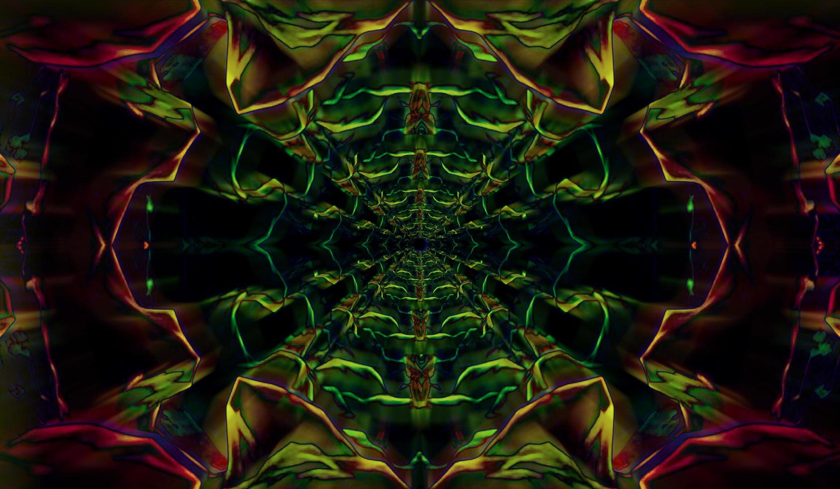 A work of digital illustration art with smoky lines and fractal patterns rendering a chaotic dark background photo