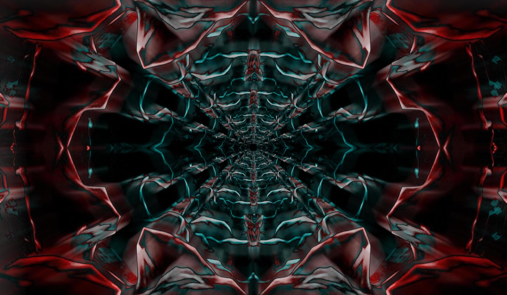A work of digital illustration art with smoky lines and fractal patterns rendering a chaotic dark background photo