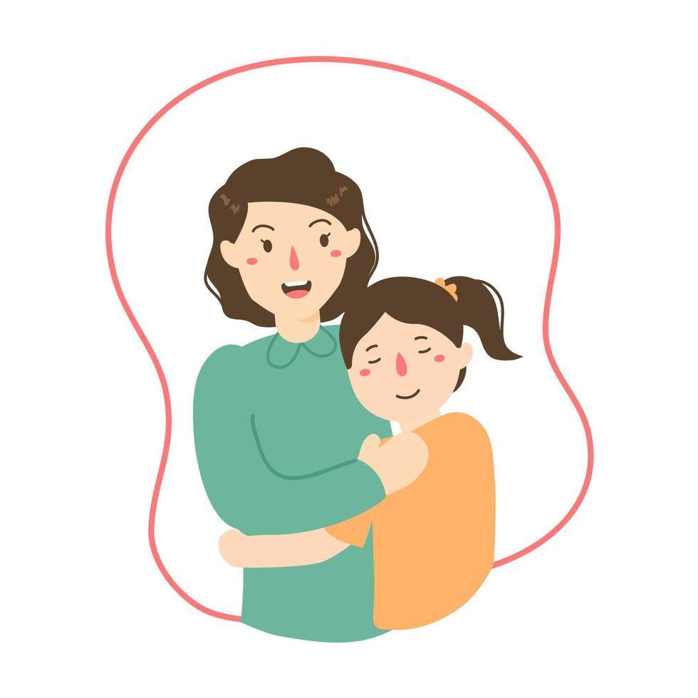 mother day and daughter illustration vector