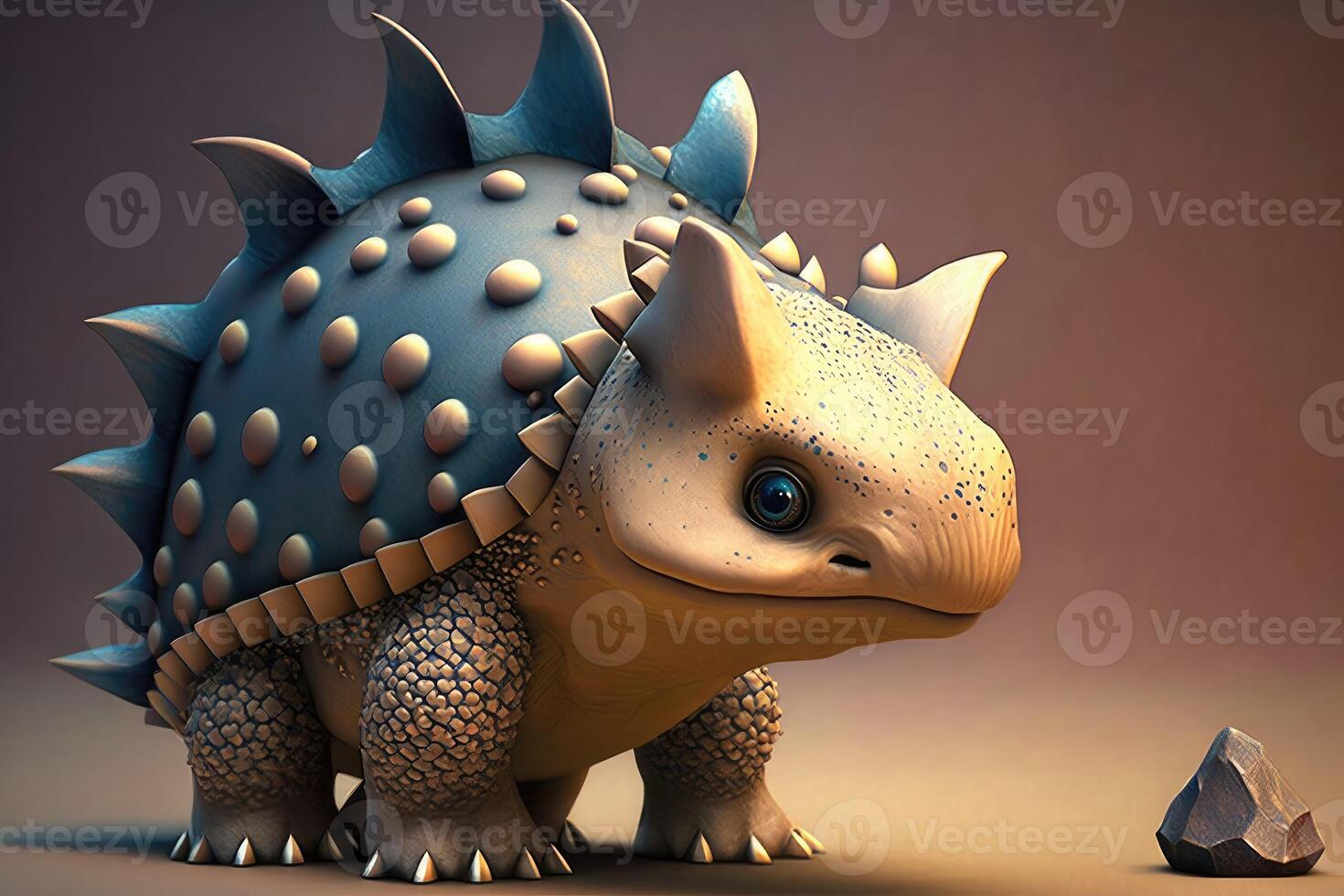 ai generado 3d linda Ankylosaurus dibujos animados. un grupo de primitivo reptil dinosaurios desde el cretáceo período. foto