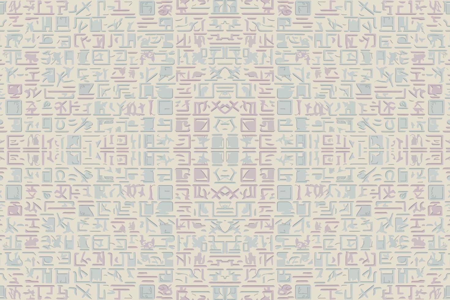 Egyptian hieroglyphs alphabet pattern pastel background. Abstract traditional folk antique tribal ethnic Egypt graphic line. Ornate elegant luxury vintage retro style for texture textile fabric tile. vector