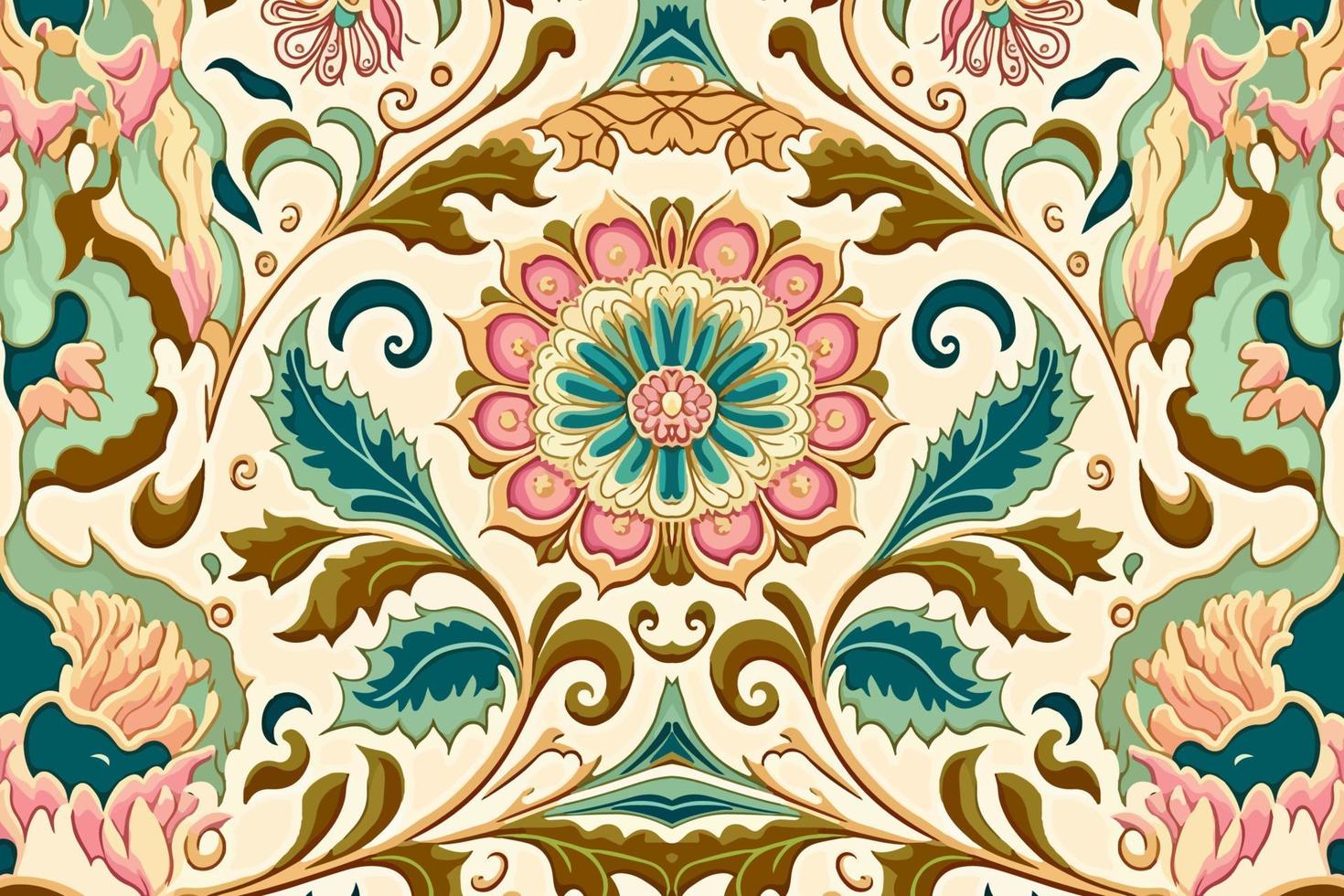 lujo indio floral modelo pastel tono. resumen tradicional gente antiguo tribal gráfico línea. textura textil tela étnico patrones. florido elegante lujo Clásico retro estilo.vector ilustración. vector