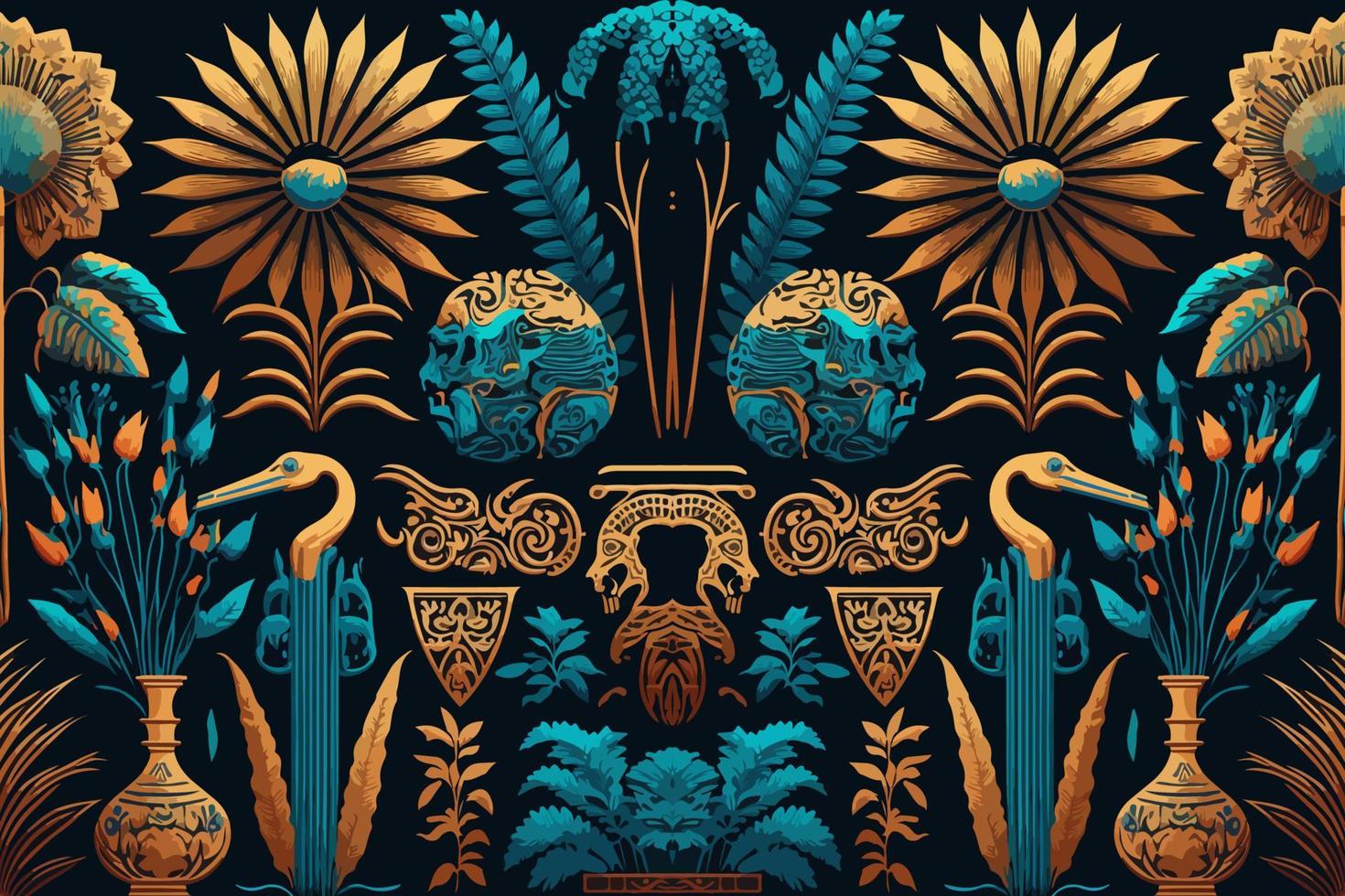 floral egipcio jeroglíficos modelo. resumen tradicional gente antiguo tribal étnico gráfico línea. textura textil tela egipcio patrones vector. florido elegante lujo Clásico retro estilo. vector