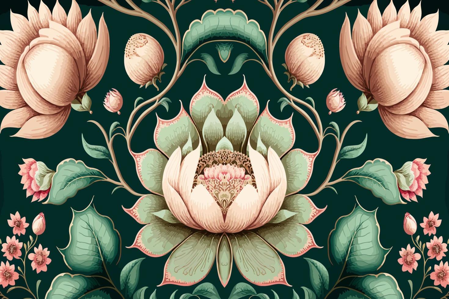 Luxury Indian floral pattern pastel tone. Abstract traditional folk antique tribal graphic line. Texture textile fabric ethnic patterns. Ornate elegant luxury vintage retro style.Vector illustration. vector