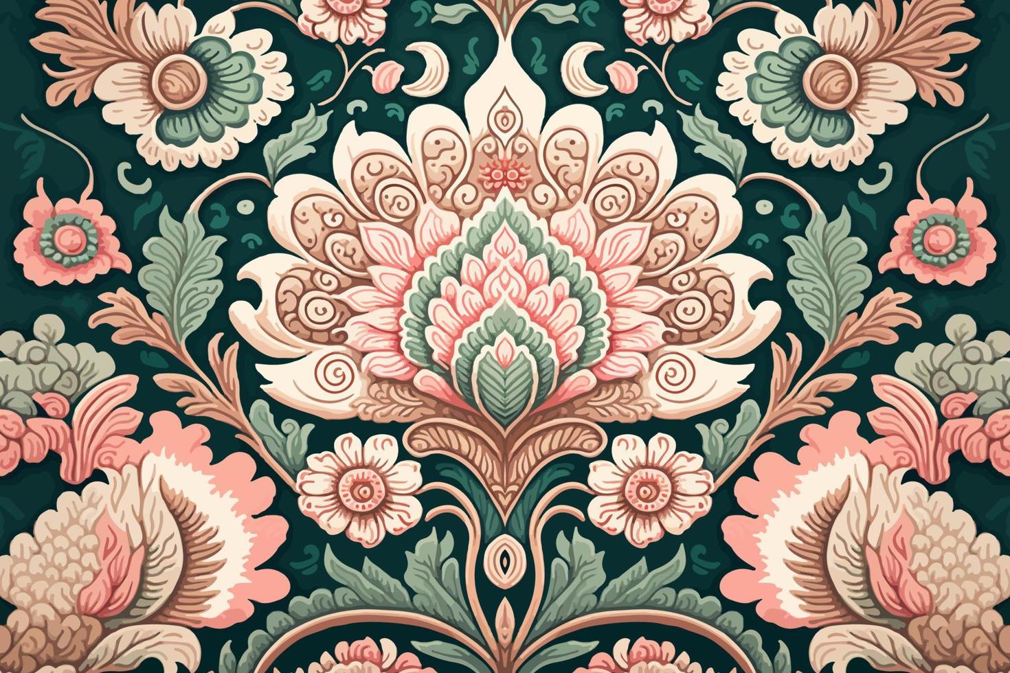 Luxury Indian floral pattern pastel tone. Abstract traditional folk antique tribal graphic line. Texture textile fabric ethnic patterns. Ornate elegant luxury vintage retro style.Vector illustration. vector