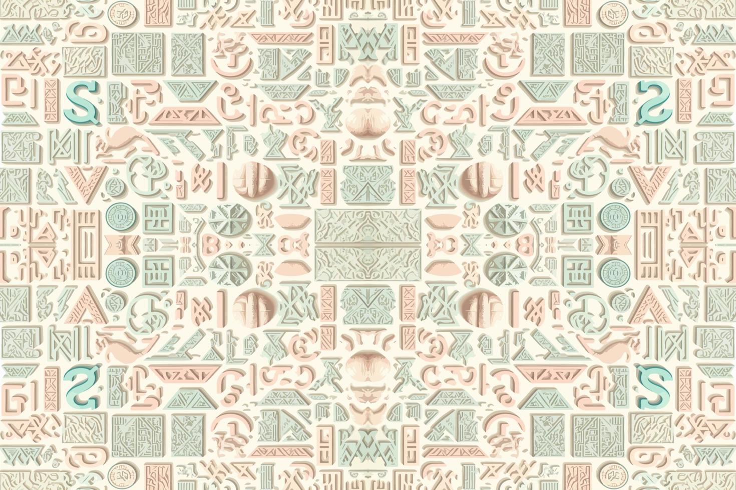 Egyptian hieroglyphs alphabet pattern pastel background. Abstract traditional folk antique tribal ethnic Egypt graphic line. Ornate elegant luxury vintage retro style for texture textile fabric tile. vector